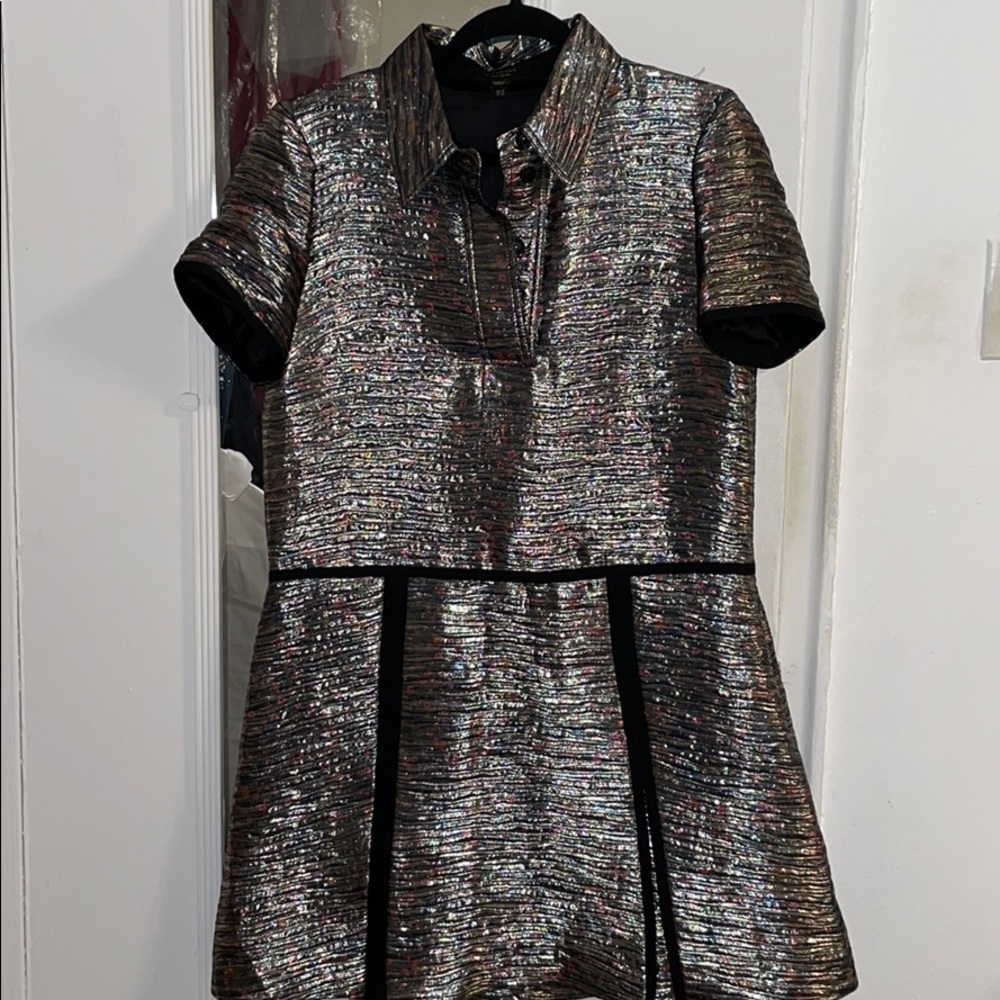 Burberry Metallic Jacquard Shirt Dress